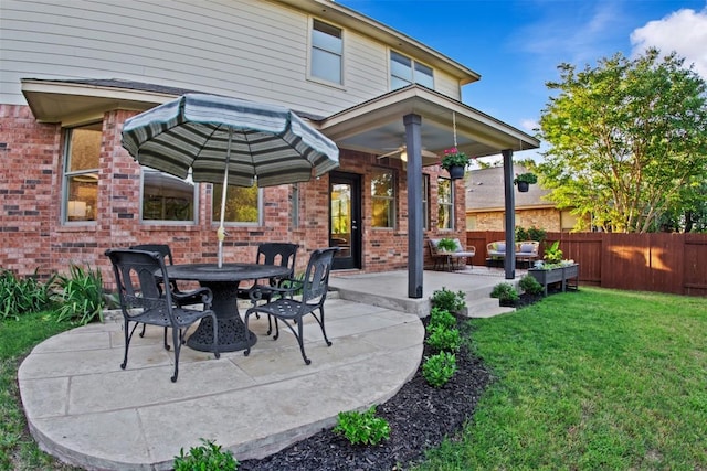 286 Stone View Trl, Austin, TX 78737 - view of patio with ceiling fan, outdoor dining area, and outdoor lounge area