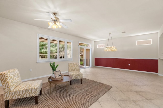 403 Dove Hollow Trl, Georgetown, TX 78633 - sitting room featuring light tile patterned flooring and a ceiling fan