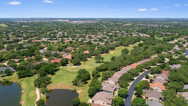 403 Dove Hollow Trl, Georgetown, TX 78633 - aerial perspective of suburban area with a nearby body of water and a local golf course