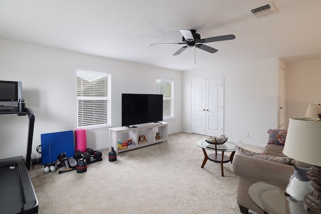 8716 Panadero Dr, Austin, TX 78747 - living area featuring ceiling fan and carpet flooring