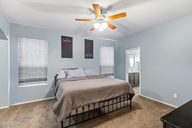 109 Reagor Dr, Taylor, TX 76574 - carpeted bedroom featuring a ceiling fan and connected bathroom