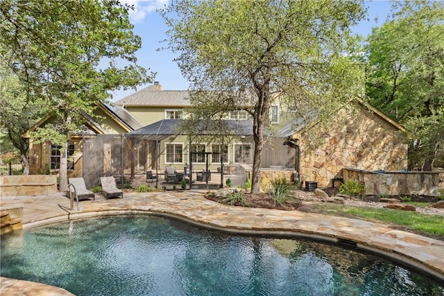 7228 Oak Shores Dr, Austin, TX 78730 - swimming pool featuring a patio area and a lanai