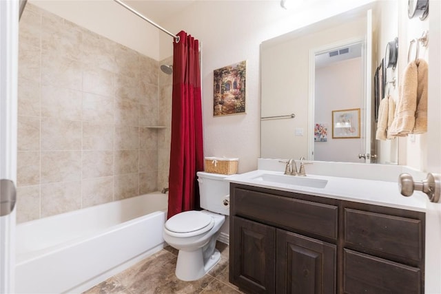 4216 Hannover Way, Round Rock, TX 78681 - full bathroom with toilet, shower / bath combination with curtain, vanity, and tile patterned floors