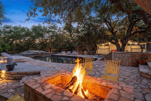19905 Hamilton Pool Rd, Dripping Springs, TX 78620 - view of pool with an outdoor fire pit and a patio