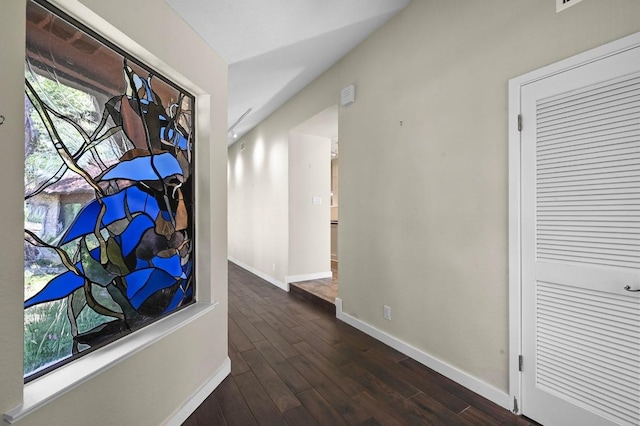 107 Phalarope Dr, Buda, TX 78610 - hallway featuring baseboards and dark wood-style floors