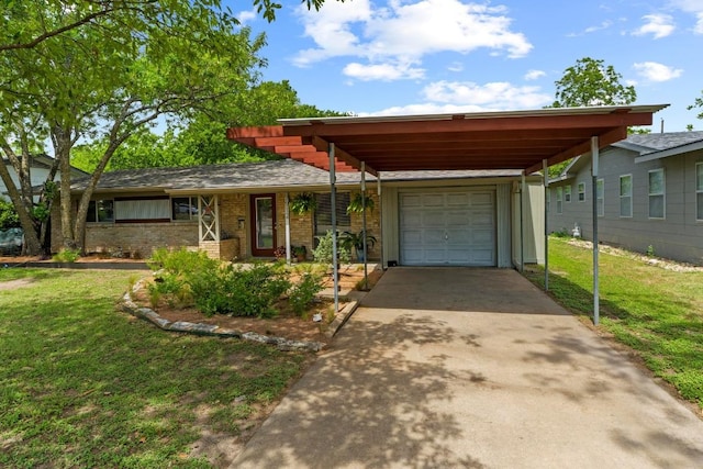 7912 Burrell Dr, Austin, TX 78757 - ranch-style home featuring a front lawn, a carport, driveway, and brick siding