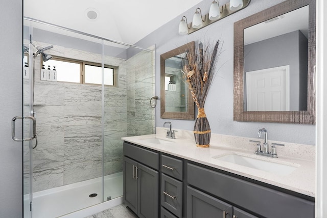 143 Dogvane Cir, Kyle, TX 78640 - full bath with a shower stall and double vanity