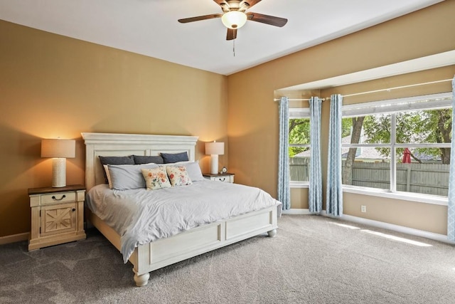 3701 Clendenin Ct, Austin, TX 78732 - bedroom featuring carpet floors, baseboards, and a ceiling fan