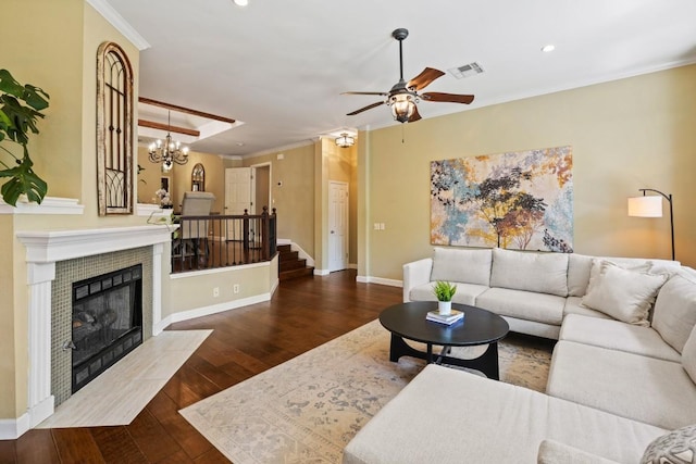 3701 Clendenin Ct, Austin, TX 78732 - living area featuring a ceiling fan, wood finished floors, baseboards, recessed lighting, and ornamental molding
