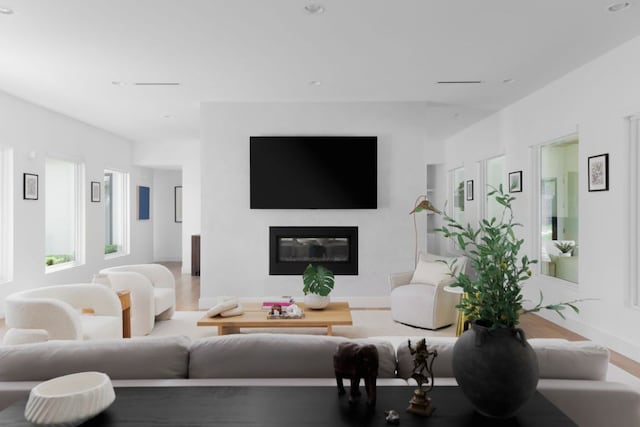 1800 Bay Hill Dr, Austin, TX 78746 - living room with a glass covered fireplace, baseboards, and recessed lighting