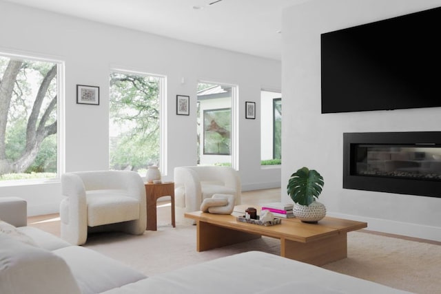 1800 Bay Hill Dr, Austin, TX 78746 - living area featuring a glass covered fireplace and baseboards