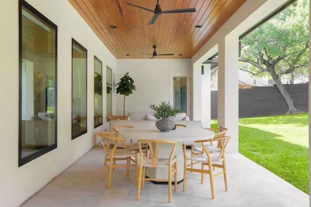 1800 Bay Hill Dr, Austin, TX 78746 - view of patio featuring a ceiling fan and outdoor dining area
