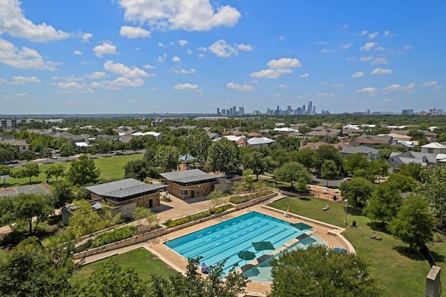 3109 Sorin St, Austin, TX 78723 - bird's eye view of a view of skyline and a pool