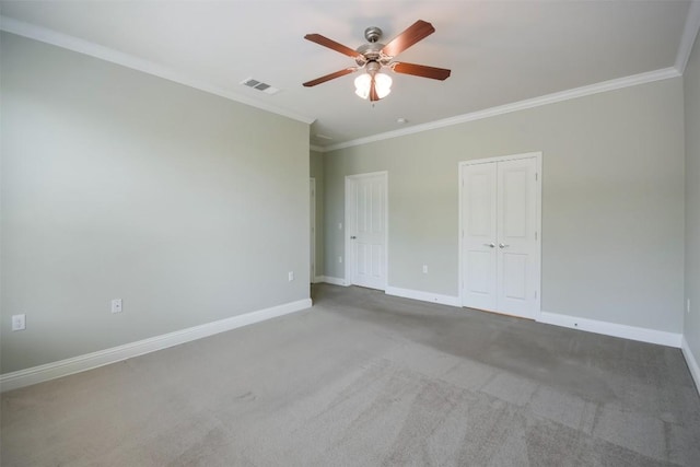 111 Bear Creek Ln, Georgetown, TX 78633 - unfurnished room featuring ceiling fan, carpet, ornamental molding, and baseboards