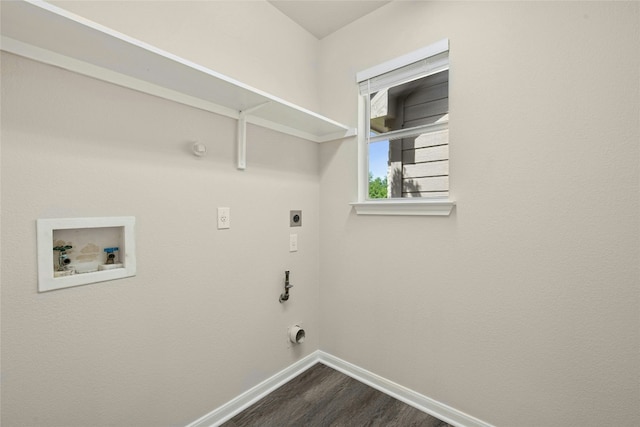 laundry room with hookup for a gas dryer, washer hookup, baseboards, and electric dryer hookup