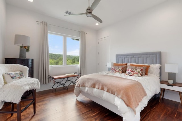 908 Cypress Grove Dr, Austin, TX 78732 - bedroom featuring recessed lighting, wood finished floors, and a ceiling fan
