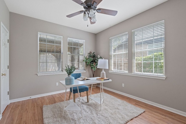 9013 Lantana Way, Austin, TX 78749 - office space featuring wood finished floors, baseboards, and a ceiling fan