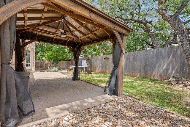9013 Lantana Way, Austin, TX 78749 - view of patio featuring a gazebo, a fenced backyard, and ceiling fan