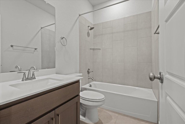 115 Paul Pena Dr, San Marcos, TX 78666 - full bath with toilet, vanity, washtub / shower combination, and tile patterned flooring