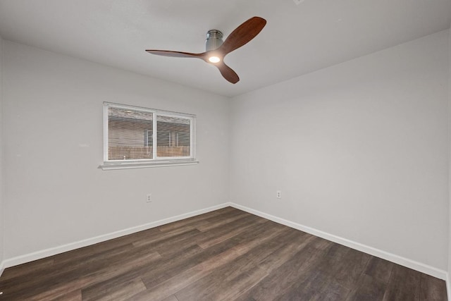 7516 Marble Crest Dr, Austin, TX 78747 - unfurnished room featuring dark wood-style flooring, baseboards, and ceiling fan