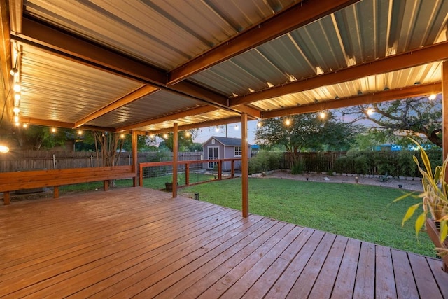 7516 Marble Crest Dr, Austin, TX 78747 - wooden terrace featuring a shed and an outdoor structure