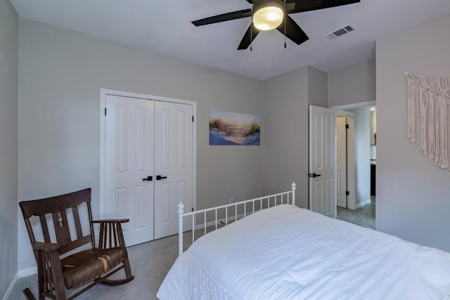 2113 Spring Hollow Path, Round Rock, TX 78681 - bedroom featuring a closet, a ceiling fan, baseboards, and light carpet