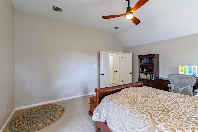 2113 Spring Hollow Path, Round Rock, TX 78681 - bedroom with lofted ceiling, baseboards, and ceiling fan