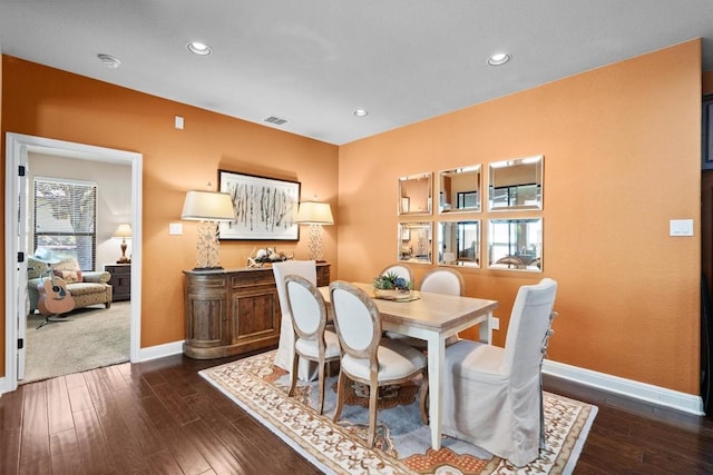4332 Teravista Club Dr Unit 69, Round Rock, TX 78665 - dining room featuring dark wood-style floors, baseboards, and recessed lighting