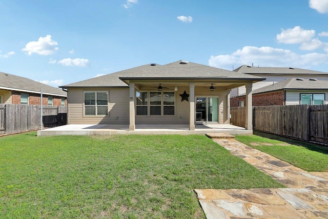 212 Mauldin St, Georgetown, TX 78628 - back of house with a ceiling fan and a patio area