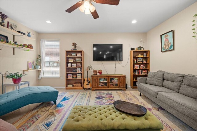 5228 Bantom Woods Bnd, Austin, TX 78724 - living room with ceiling fan and recessed lighting