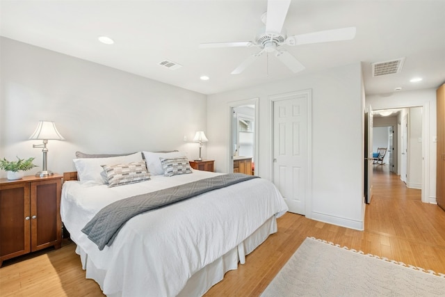 3000 Greenlawn Pkwy, Austin, TX 78757 - bedroom featuring light wood finished floors, recessed lighting, ceiling fan, baseboards, and a closet