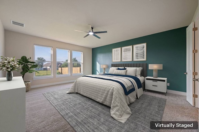 159 Nodena Dr, Dripping Springs, TX 78620 - carpeted bedroom featuring baseboards and a ceiling fan