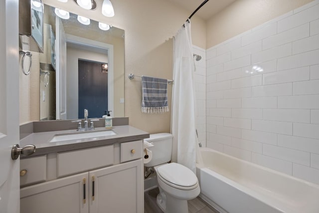 159 Nodena Dr, Dripping Springs, TX 78620 - full bathroom with toilet, shower / bath combo with shower curtain, and vanity