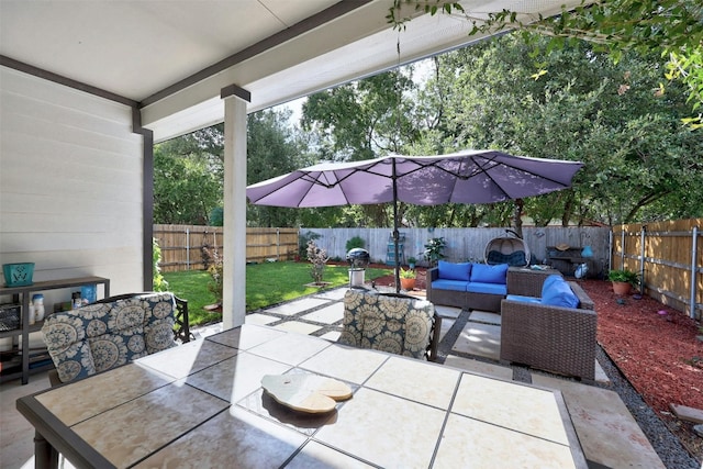 view of patio / terrace featuring an outdoor living space