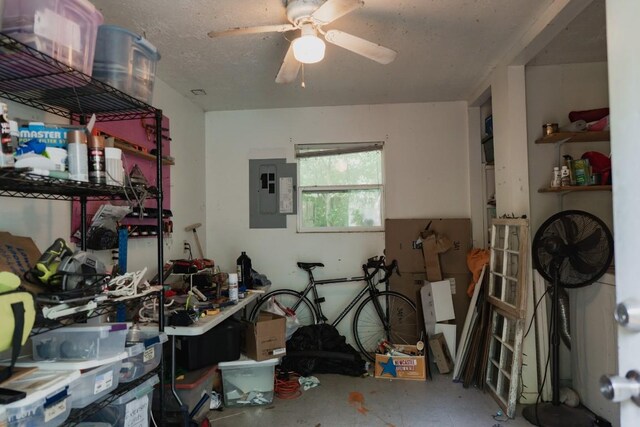 1305 Larkspur Rd, Austin, TX 78758 - storage featuring electric panel and ceiling fan