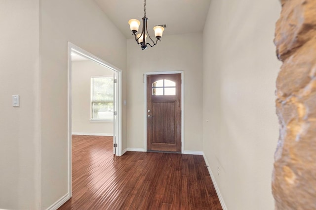 15105 General Williamson Dr, Austin, TX 78734 - foyer featuring a chandelier and dark wood-style floors