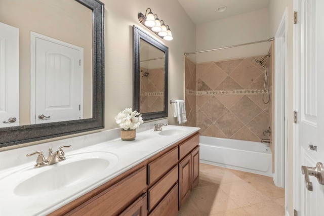 15105 General Williamson Dr, Austin, TX 78734 - full bath featuring double vanity, tub / shower combination, and tile patterned floors