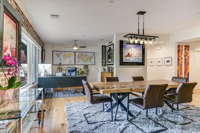 3200 Grandview St Unit 15, Austin, TX 78705 - dining space featuring wood finished floors, an office area, and ceiling fan