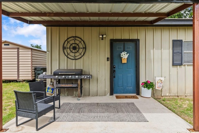 131 Norm St, China Spring, TX 76633 - doorway to property featuring board and batten siding