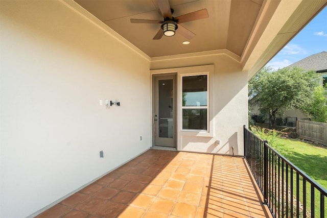 324 Pisa Ln, Georgetown, TX 78628 - view of patio / terrace with a ceiling fan and a balcony