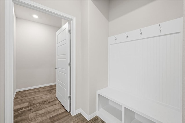 5213 Fresno Ave, Pflugerville, TX 78660 - mudroom featuring wood finished floors and baseboards