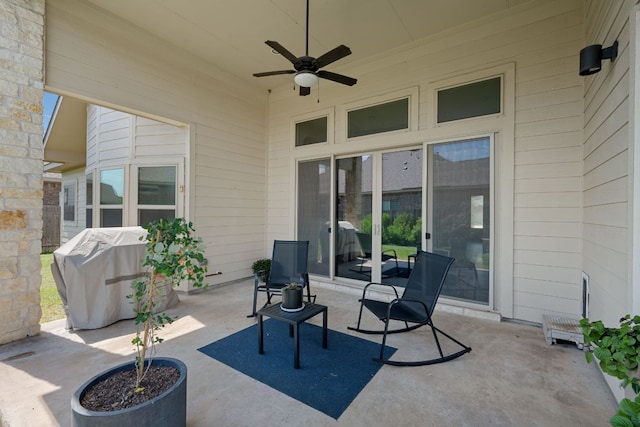 19817 Chayton Cir, Pflugerville, TX 78660 - view of patio with a ceiling fan and a grill