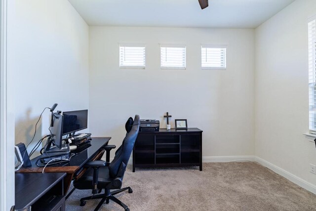 3805 Eland Dr, Pflugerville, TX 78660 - office space with carpet, baseboards, and a ceiling fan