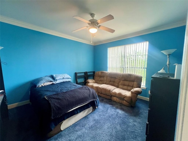 7701 Rialto Blvd Unit 1328, Austin, TX 78735 - bedroom with crown molding, carpet floors, baseboards, and a ceiling fan