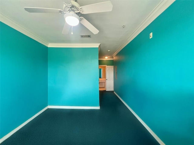 7701 Rialto Blvd Unit 1328, Austin, TX 78735 - unfurnished room with ornamental molding, baseboards, ceiling fan, and carpet floors