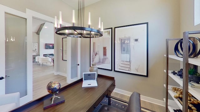 1026 Painted Horse Dr, Georgetown, TX 78633 - office area with wood finished floors and baseboards