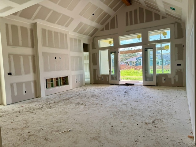 1026 Painted Horse Dr, Georgetown, TX 78633 - unfurnished living room with high vaulted ceiling