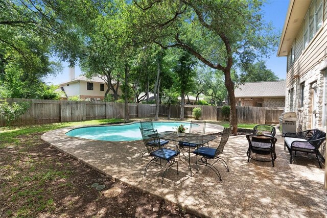 17112 Crescent Heights Trl, Austin, TX 78717 - view of swimming pool featuring a fenced backyard, a patio, and area for grilling