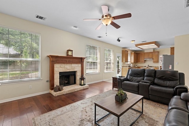 17112 Crescent Heights Trl, Austin, TX 78717 - living area with baseboards, plenty of natural light, and a ceiling fan