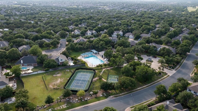 17112 Crescent Heights Trl, Austin, TX 78717 - aerial perspective of suburban area featuring a pool area